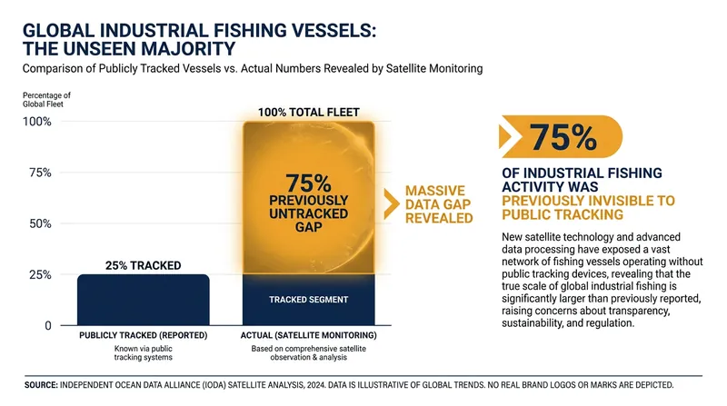Recent studies reveal that up to three-quarters of industrial fishing vessels operate off the public radar.