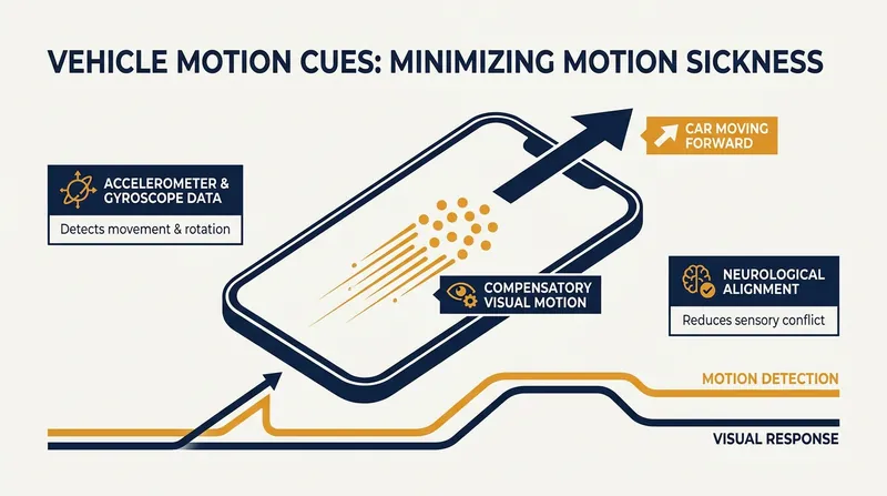 The iPhone's built-in sensors track the vehicle's movement and translate it into real-time visual cues.