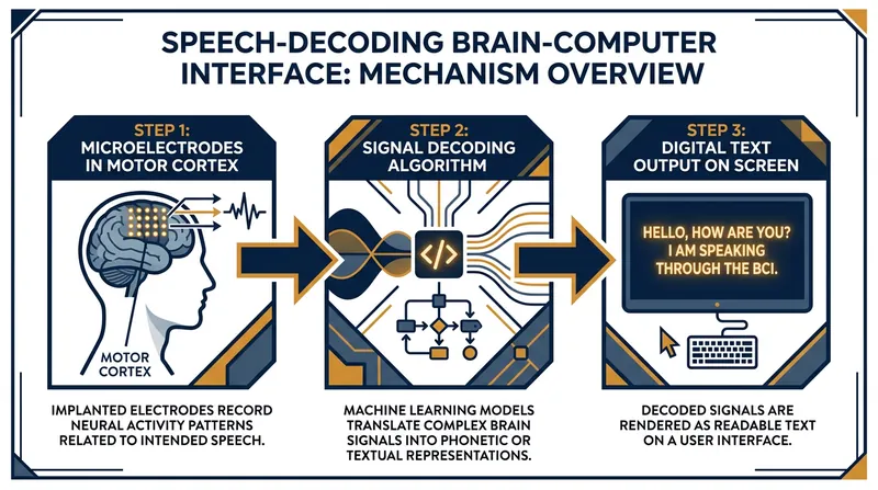 How intracortical microelectrode arrays translate attempted speech into digital text.