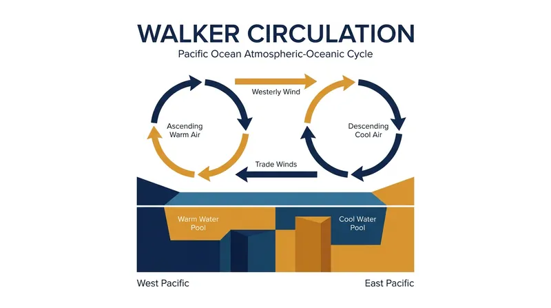 The Walker Circulation is driven by the temperature contrast between the eastern and western Pacific.