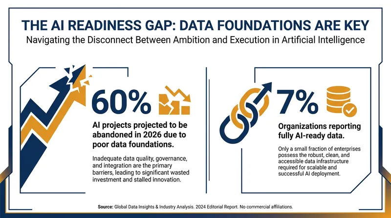 A stark divide remains between enterprise AI ambitions and actual data readiness.