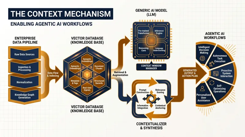 Modern AI architecture relies on vector databases to translate raw corporate memory into actionable context.