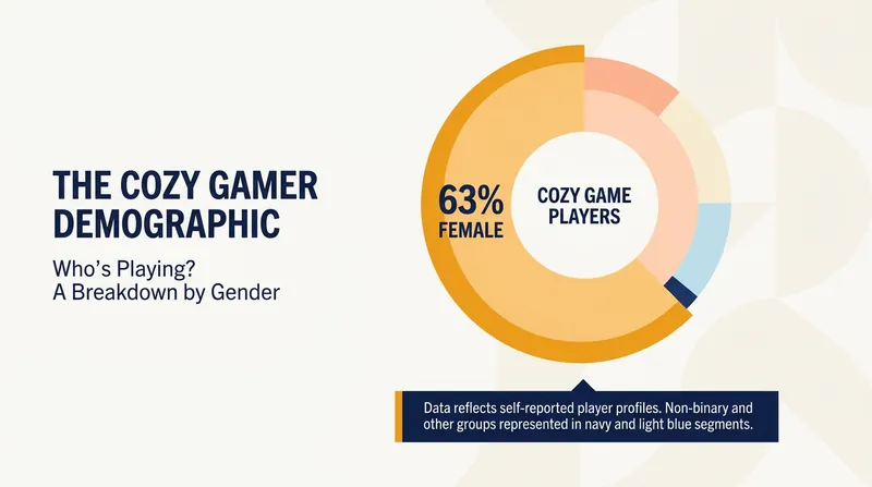 Cozy games have successfully captured non-traditional gaming demographics, with a predominantly female player base.