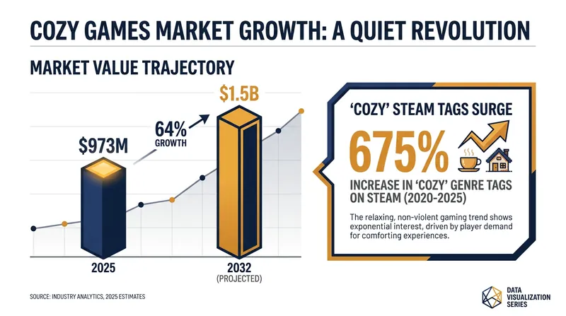 The cozy gaming sector is projected to reach $1.5 billion by 2032, driven by a surge in independent development.