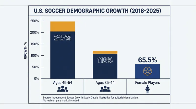 Adults aged 45 to 54 represent the fastest-growing segment of the American soccer-playing population.