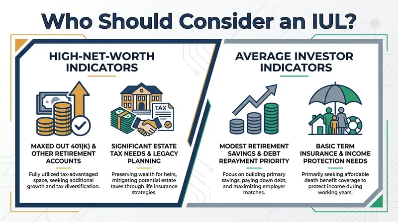 Financial experts generally recommend IULs only for high-net-worth individuals who have exhausted traditional retirement accounts.