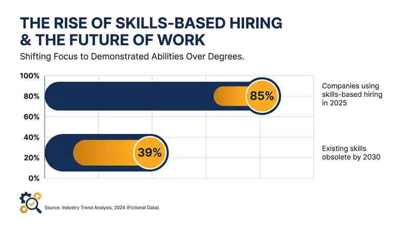 The rapid adoption of skills-based hiring is driven by the shrinking half-life of professional skills.