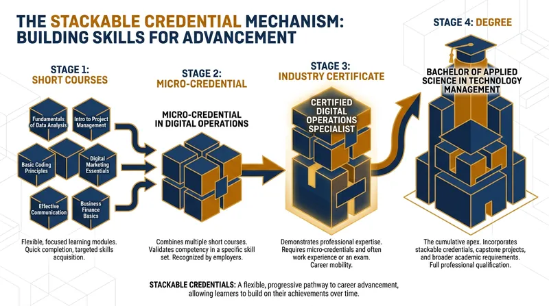 How stackable credentials allow workers to build toward a degree without leaving the workforce.