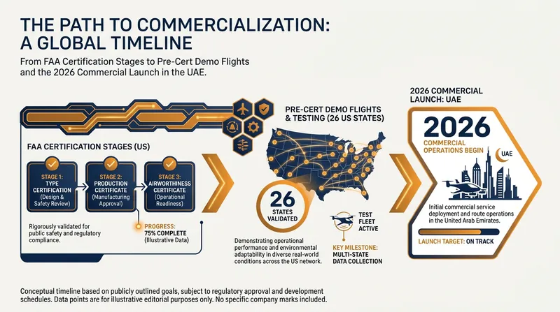 The regulatory and commercial roadmap for electric air taxis over the next two years.