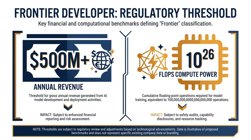 The draft legislation establishes hard financial and computational thresholds to target only the largest AI developers.