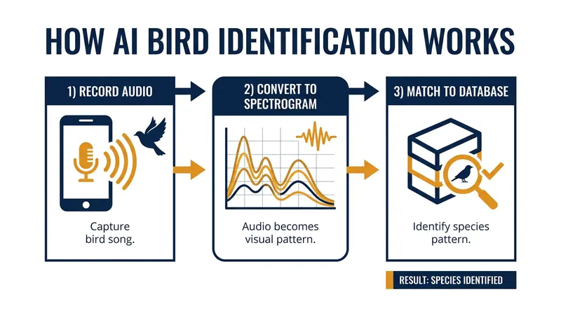 Apps like Merlin convert audio into visual spectrograms to match bird calls against millions of database recordings.