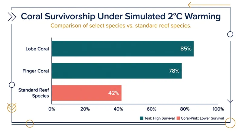 Certain ubiquitous coral species have demonstrated a built-in physiological plasticity to survive 2°C warming.