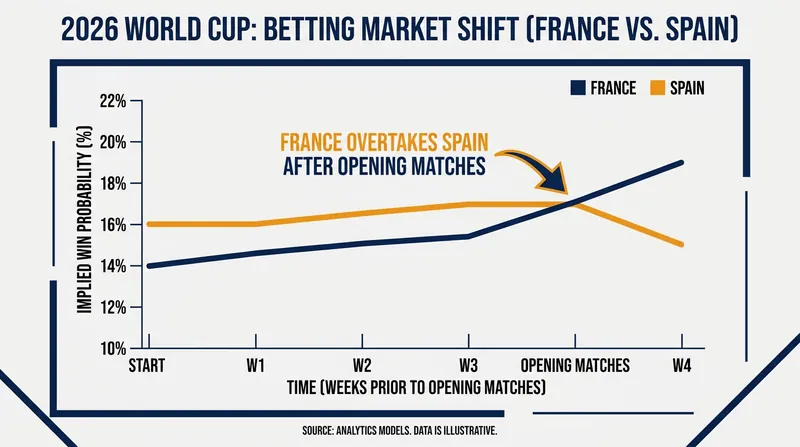 France has overtaken Spain as the solo betting favorite to win the tournament.