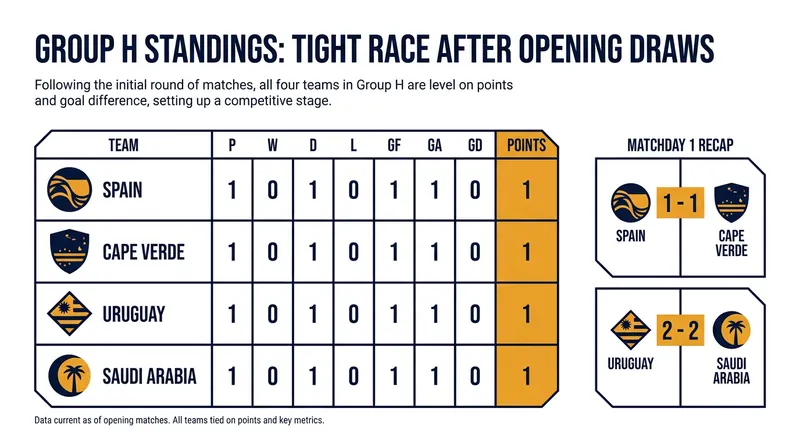 Group H is wide open after both Spain and Uruguay failed to win their opening matches.