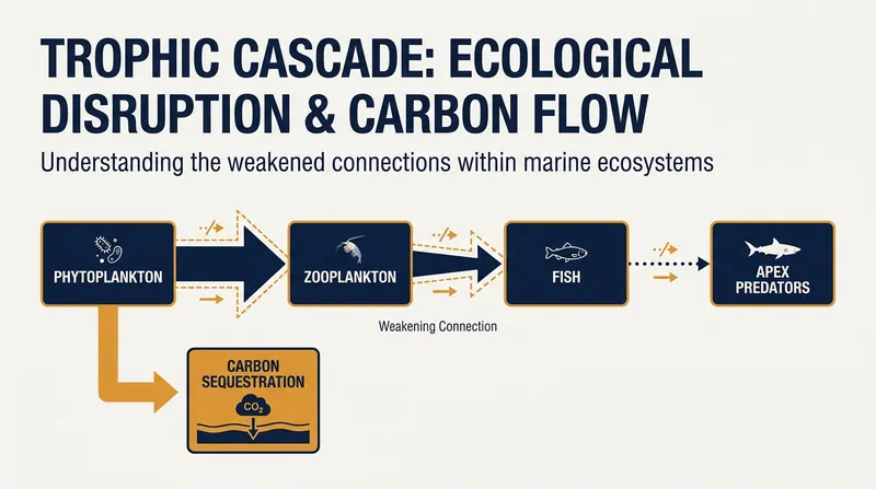 The cascading effects of nitrate depletion on the marine ecosystem and global carbon cycle.