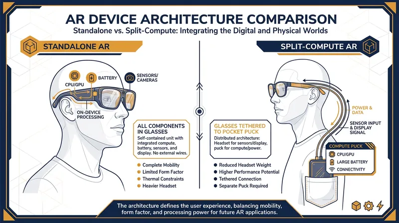 Manufacturers are split between fully wireless designs and tethered architectures that offload weight to a pocket device.