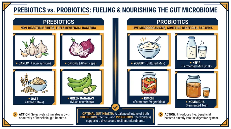 Prebiotics provide the essential fuel (fiber) that allows beneficial probiotic bacteria to thrive and produce neurochemicals.