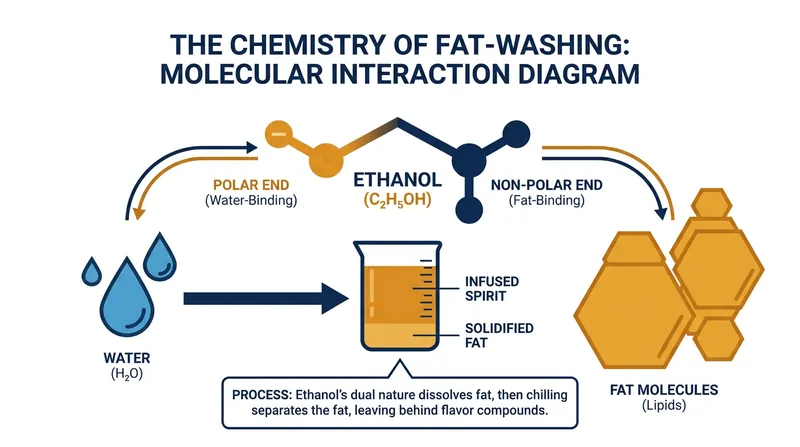Ethanol's dual polarity allows it to act as a chemical bridge, extracting oil-soluble flavors.