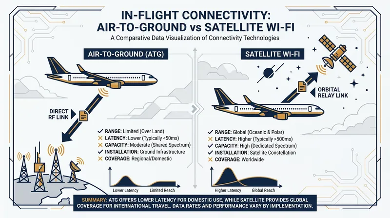 Early in-flight Wi-Fi relied on ground towers, which lost signal over oceans.