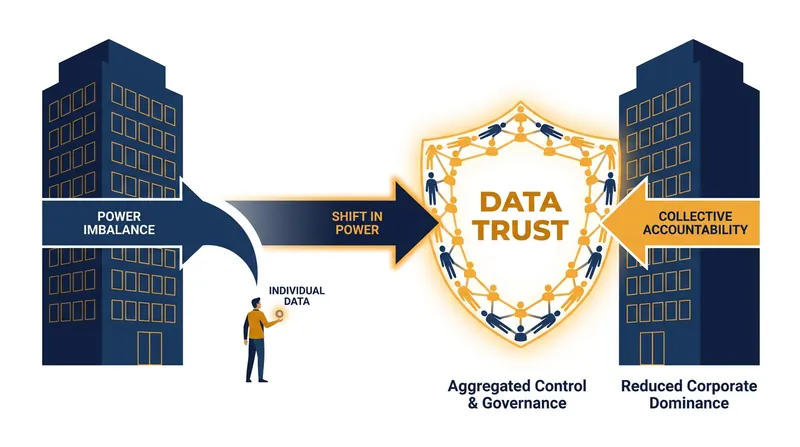 By aggregating data rights, trusts create the bargaining power necessary to negotiate with technology monopolies.
