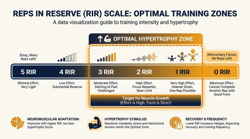 To maximize growth, sets should be taken to within zero to five repetitions of muscular failure.
