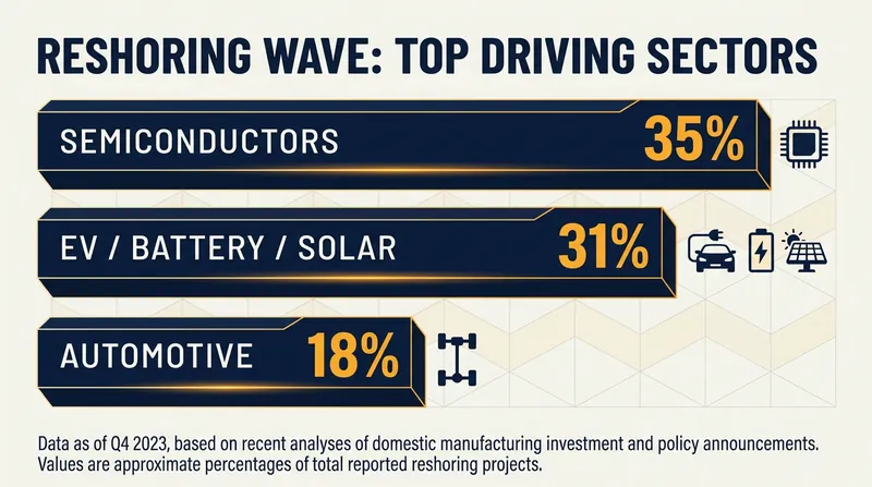 The reindustrialization boom is highly concentrated in capital-intensive, strategic technology sectors.