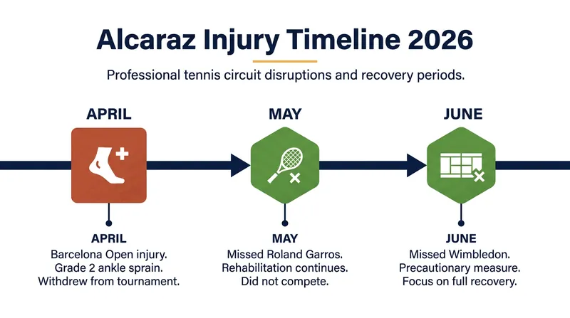 Carlos Alcaraz's wrist injury has forced him to miss the prime months of the 2026 season.