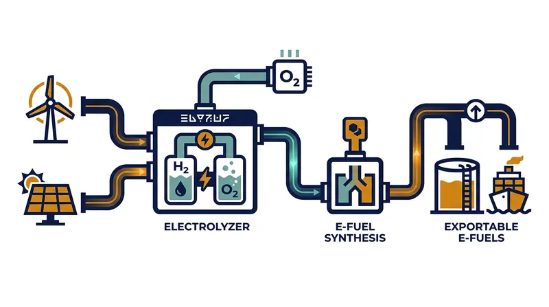 Green hydrogen is produced by using renewable electricity to split water into hydrogen and oxygen.