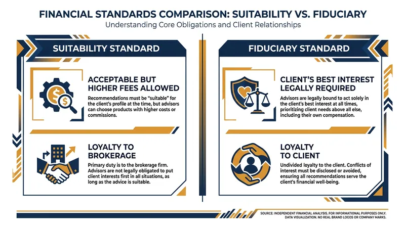 The legal difference between suitability and fiduciary duty dictates how your money is managed.