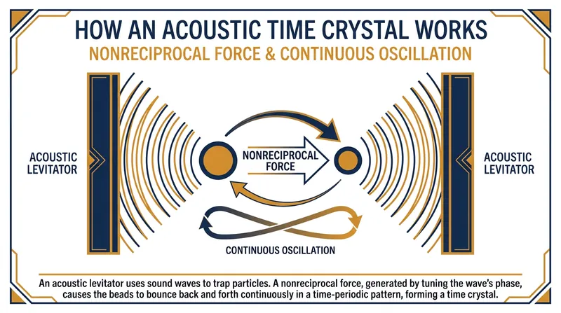 How sound waves create a perpetual rhythm by applying unequal forces to different-sized particles.