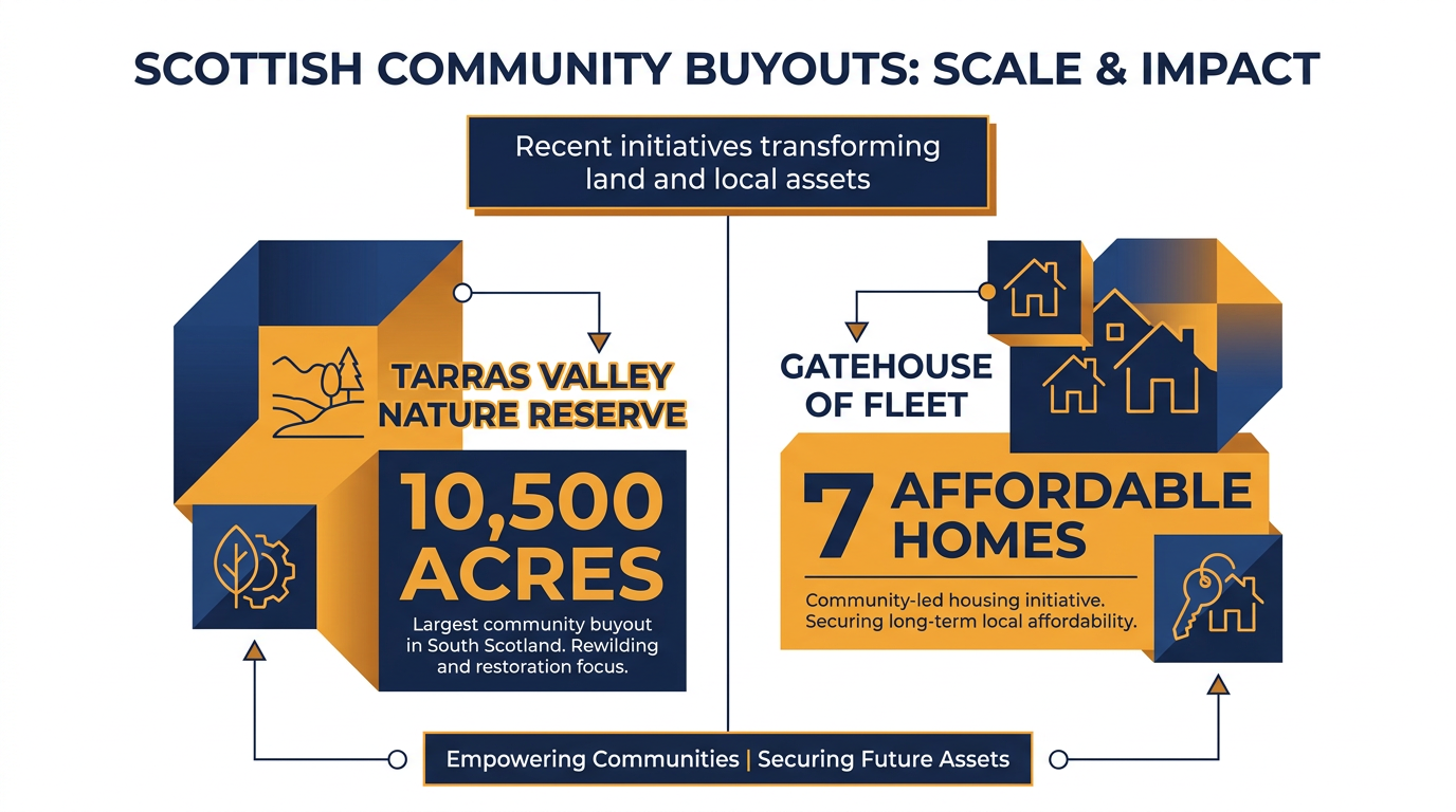Community buyouts range from massive ecological reserves to targeted urban housing developments.