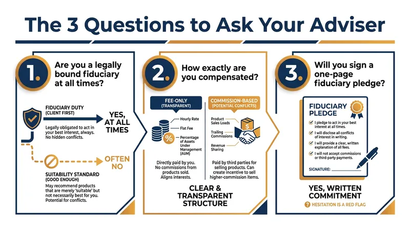 Financial watchdogs recommend asking these three questions before handing over any assets.