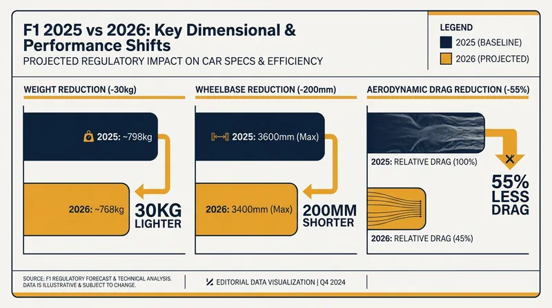 The 2026 cars shed significant weight and drag to compensate for the new engine formula.