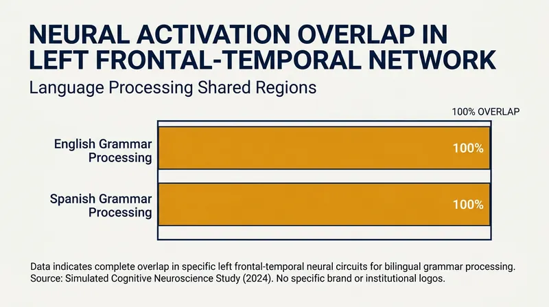 Researchers found identical neural signatures when bilingual speakers processed grammar in either language.