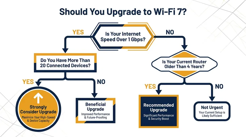 Upgrading makes the most sense for power users, large households, or those replacing a dying router.