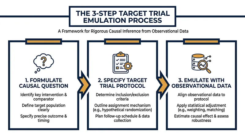 The three-step mechanism that bridges the gap between raw observational data and rigorous causal inference.