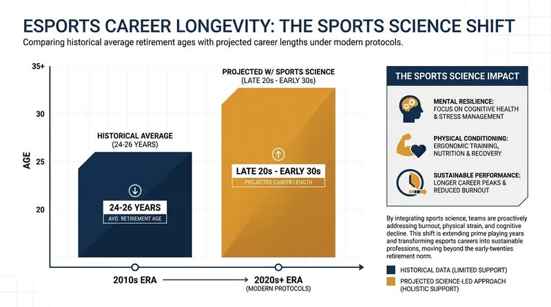 Sports science interventions are projected to push the average esports retirement age significantly higher.