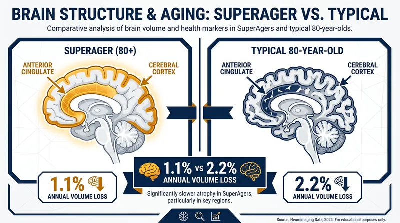 SuperAgers experience cortical volume loss at half the rate of typical older adults.