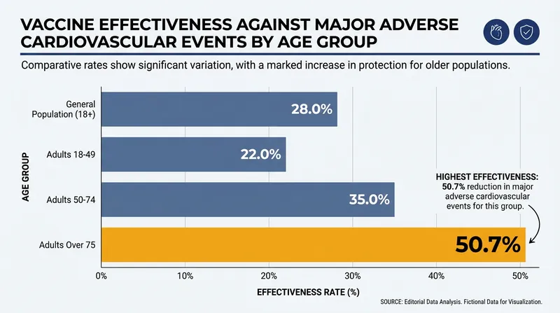 The cardioprotective benefits of the vaccine were most pronounced in adults over the age of 75.
