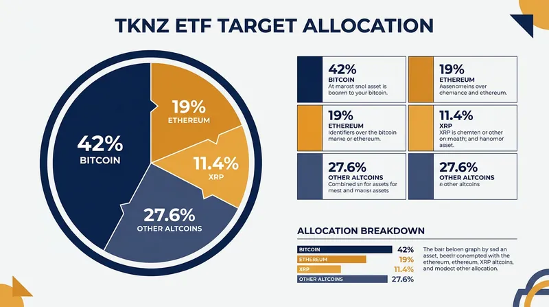 Initial weighting guidelines for the TKNZ ETF place Bitcoin, Ethereum, and XRP as the top three assets.