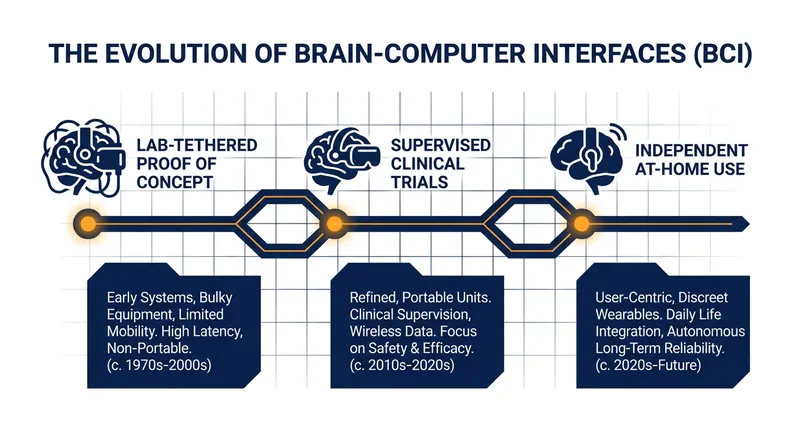 The transition from laboratory experiments to independent home use is the critical step toward commercial availability.