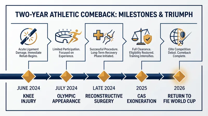 The timeline of Thibus's grueling two-year journey back to the piste.