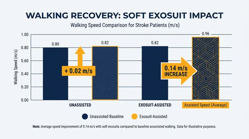 Clinical trials show that active soft exosuits significantly increase both walking speed and endurance for stroke survivors.