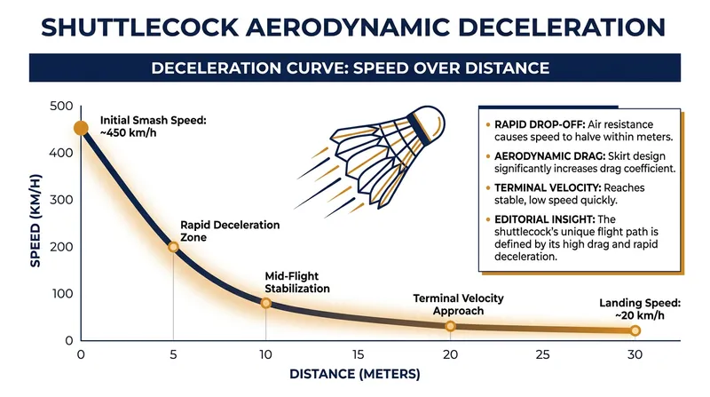 Feather shuttlecocks are unique high-drag projectiles that decelerate rapidly, a profile synthetics must perfectly mimic.