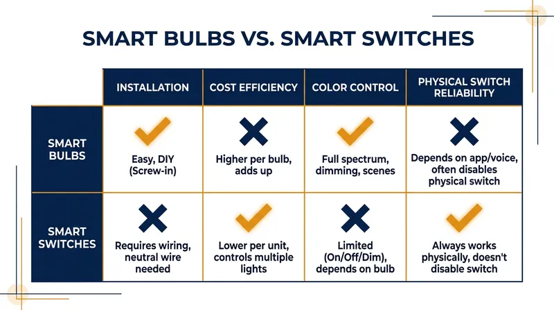 A side-by-side look at the fundamental trade-offs between the two lighting technologies.