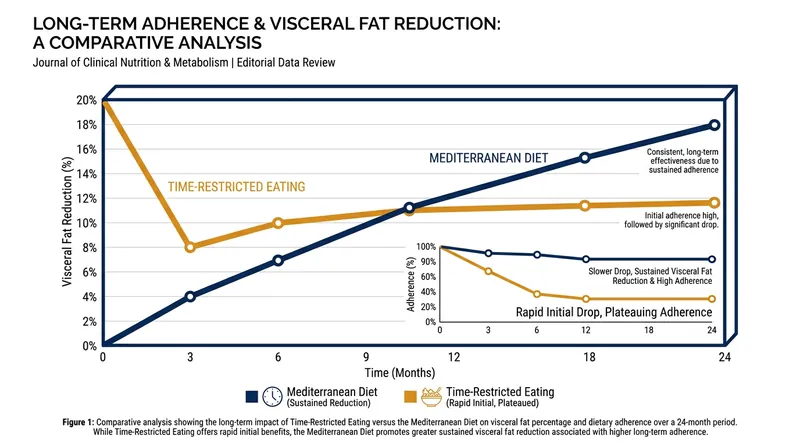 While fasting wins the sprint for total weight, the Mediterranean Diet wins the marathon for visceral fat reduction.