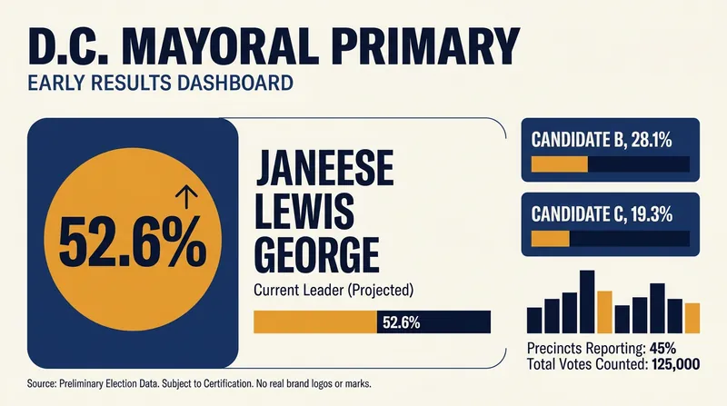 Early returns show progressive candidate Janeese Lewis George with a commanding lead in the Democratic primary.