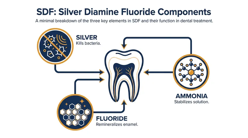 How Silver Diamine Fluoride (SDF) arrests active tooth decay.