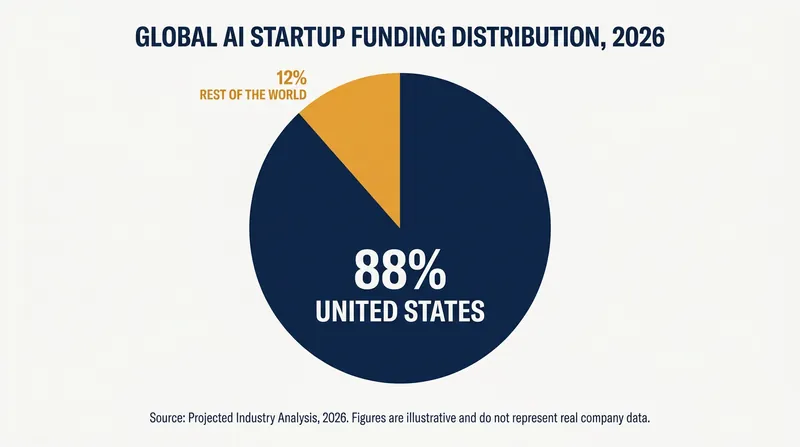 The United States continues to capture the vast majority of global AI venture funding.