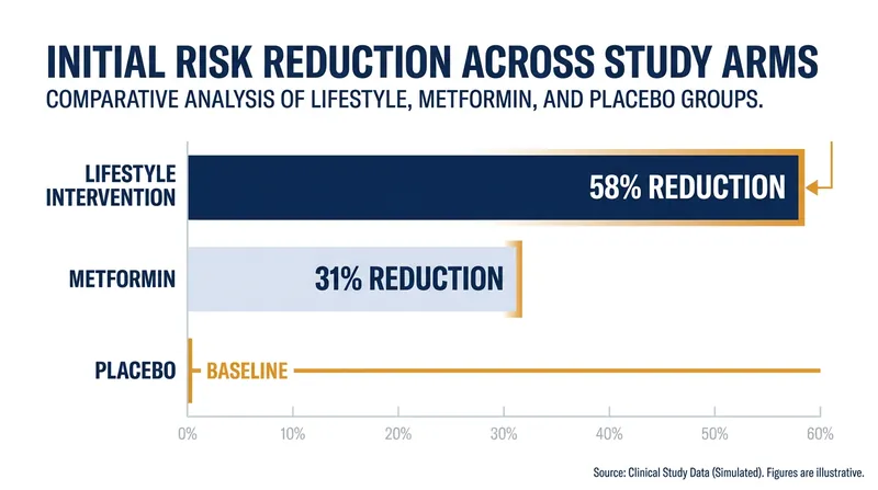 Initial results showed lifestyle changes were nearly twice as effective as standard medication.